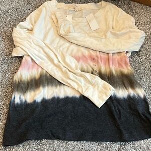 Z Supply Cream and Pink Tie-Dye Top